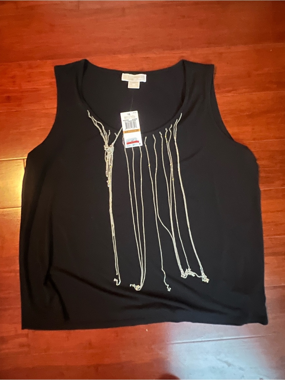 Sleeveless Black Embellished Tank Top